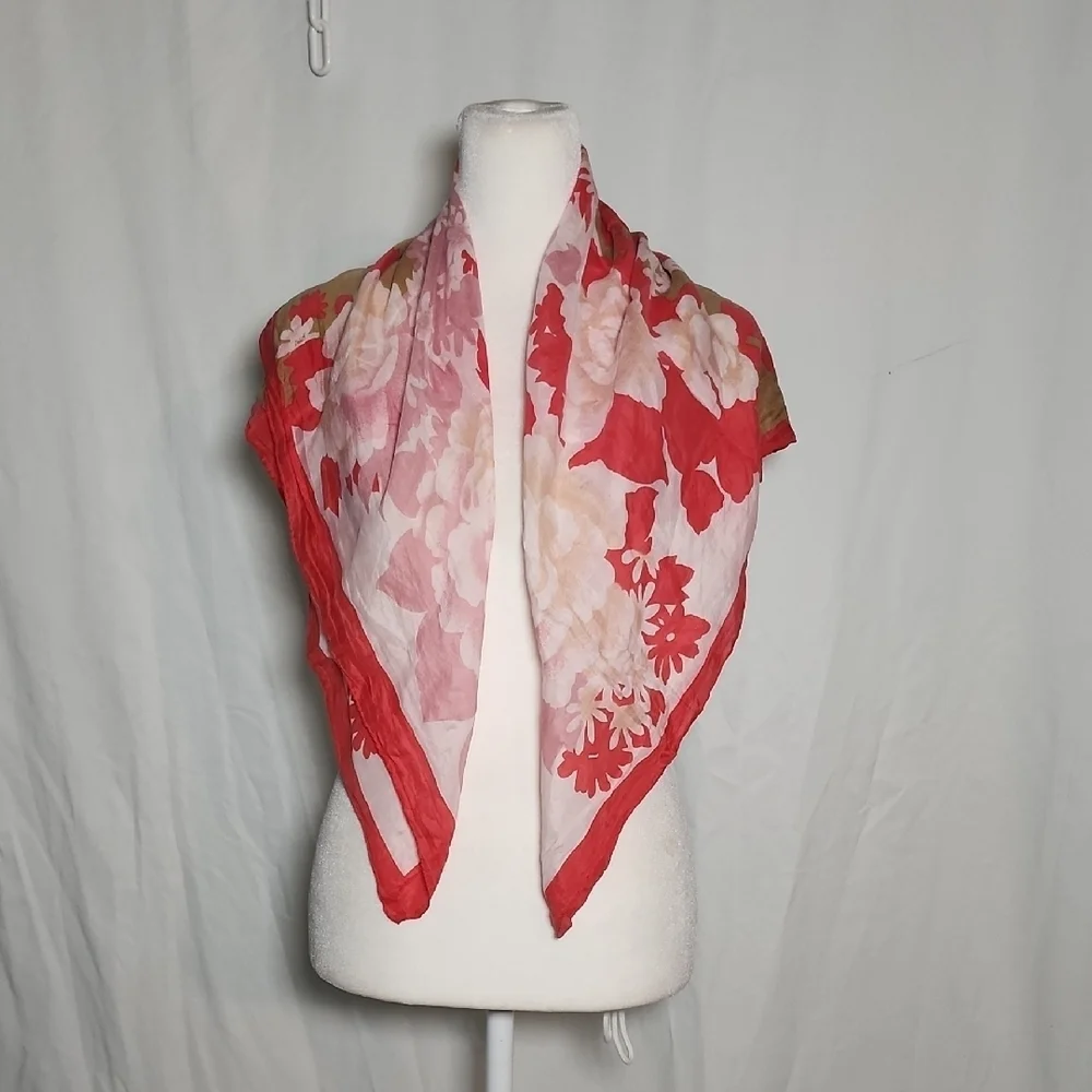 Floral Red and White Scarf